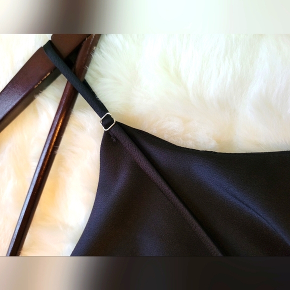 Lulus | Emmerson Black Satin Sleeveless Cowl Neck Bodysuit | Draped | Small - Picture 3 of 13